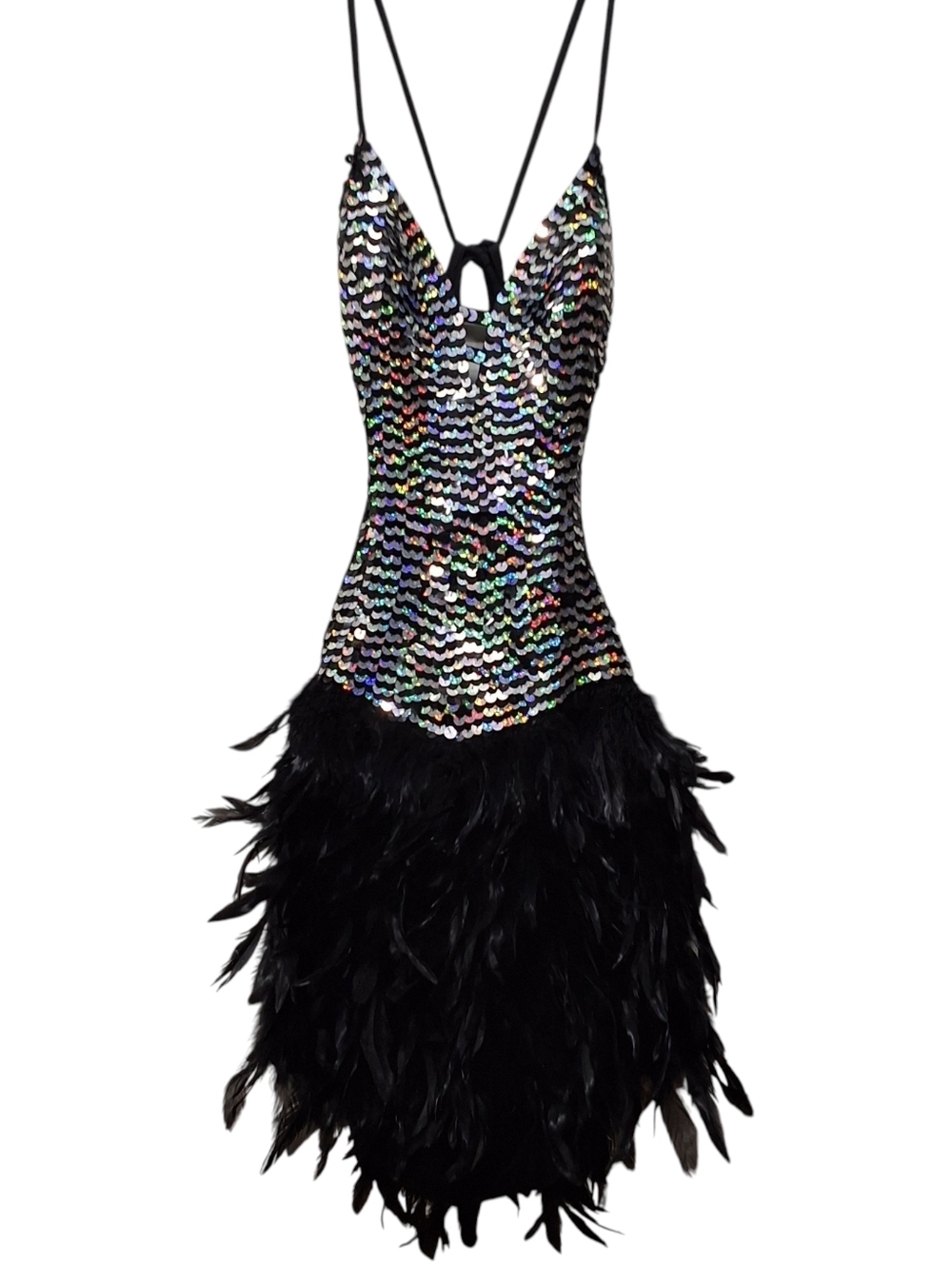The Samba Shop~Women Sequin Duck Feather Carnival Showgirl Dress~Handmade~12/14